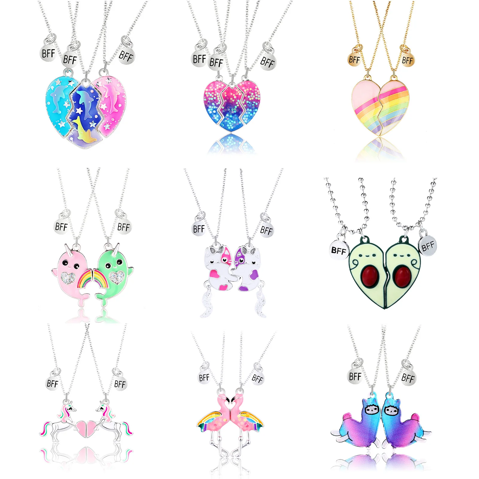 9 Styles Best Friends Love Couple Pendant Necklace Rainbow Broken Heart BFF Good Friends Friendship Jewelry Gift Dropshipping