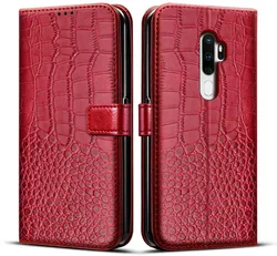 Leather Flip Magnetic Wallet Case for OPPO Smartphone - Sleek Protection and Stylish Design (Red)