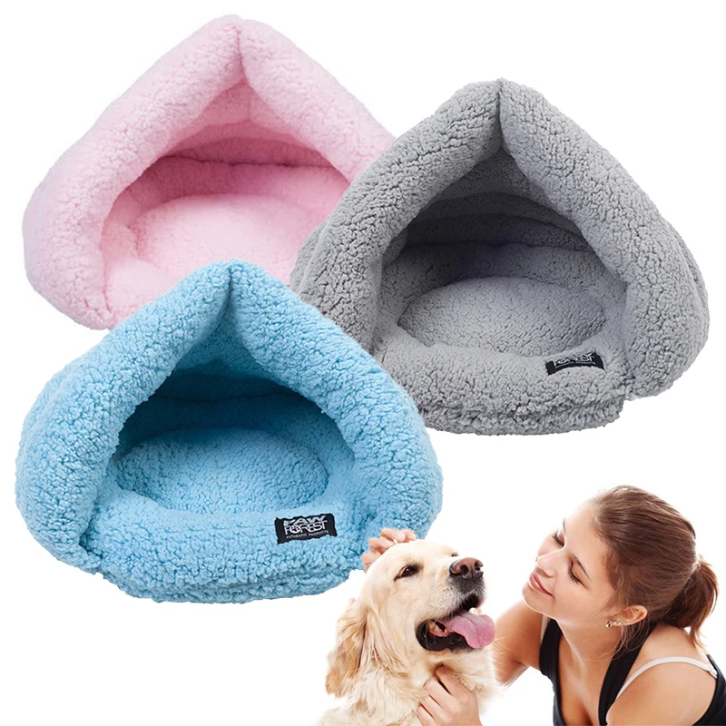 Winter Warm Pets Mat3 Colors Soft Fleece Thicken Nest Pet Cat Small Dogs Puppy Kennel Bed Kitten Cave Sleeping Bag Puppy House