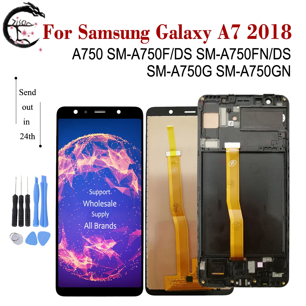 

AMOLED LCD For SAMSUNG Galaxy A7 2018 Display A750 LCD SM-A750FN/DS A750F A750G A750GN Screen Touch Sensor Digitizer Assembly