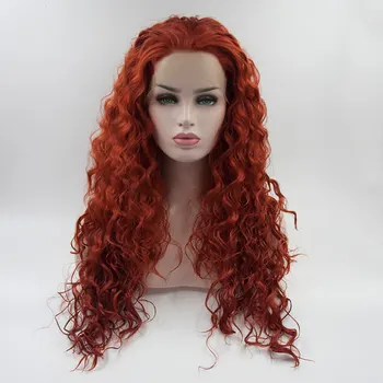

BM 13*3 Synthetic Lace Front Wig Orange Pink Red Bouncy Loose Curly Heat Resistant Fiber Hair Natural Hairline For Women Wigs