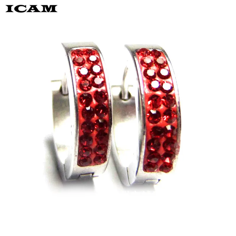 ICAM aretes кристалл горный хрусталь маленькие серьги-кольца для женщин модные круглые серьги из нержавеющей стали ювелирные изделия