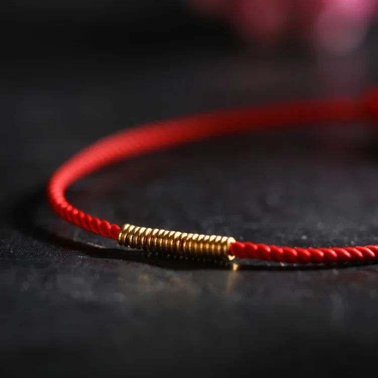 

Lucky Lotion 999 Customizable Year of Fate Zarva Red Rope Bracelets DIY Pure Gold 24K Gold Carrying Strap Men And Women Couples