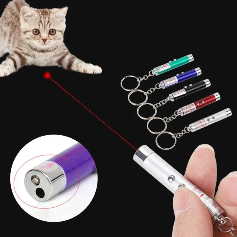 1 PCS Portable Creative Pet LED Laser Pet Cat Toy 5MW Red Dot Laser Light Toy Laser Sight 650Nm Pointer Laser Pen 2 in 1