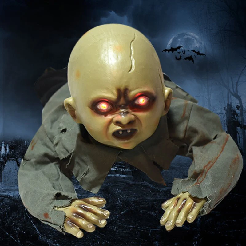  Animated Crawling Baby Zombie Scary Ghost Babies Doll Haunted Halloween Decor Props Supplies