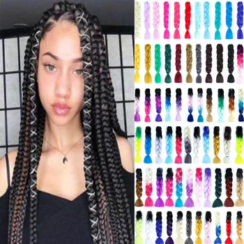 

DIANQI Feilimei Blonde Pink Gray Colored Crochet Braids Heat Resistant Hair100g/pc Synthetic Jumbo Braiding Hair Extensions