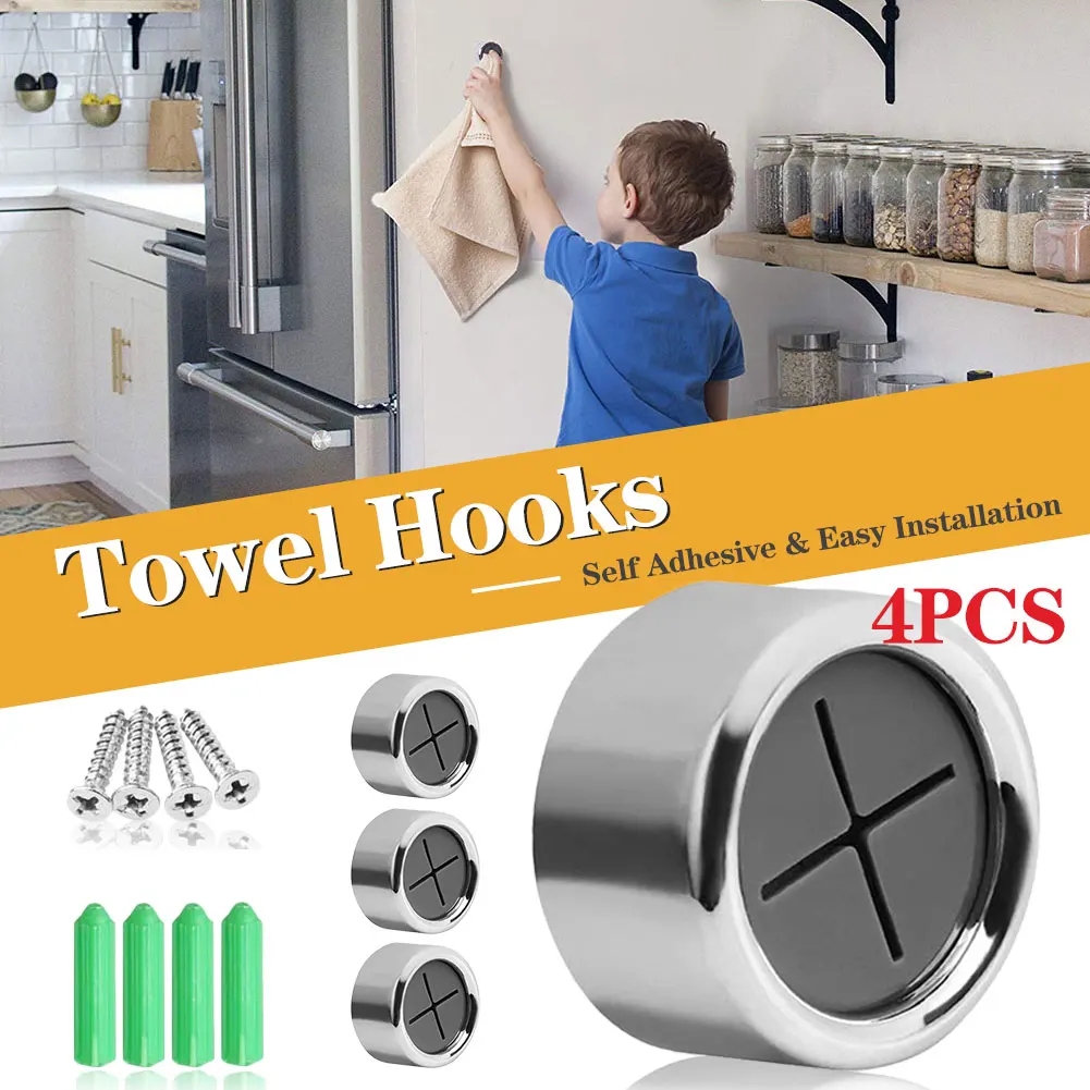

4 Pack Kitchen Towel Hooks Self Adhesive Strong Paste Sticker Hook For Home Bathroom Kitchen Key Towel Hanger Holder Bathroom