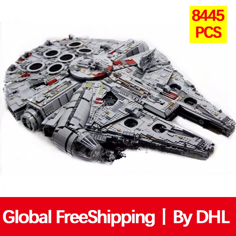 

8445 PCS Ultimate Millennium Star Wars Series Falcon Model Building Blocks Set Star Ship 75192 Toys Collectors Bricks Kids Gift