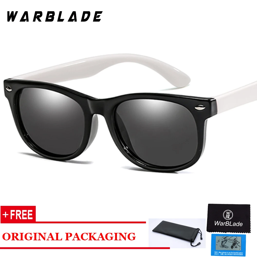 black white WarBlade Модные Детские поляризованные солнцезащитные очки TR90 для мальчиков и девочек Детские солнечные очки силиконовые защитные очки детские очки UV400 Oculos - Цвет линз: black white