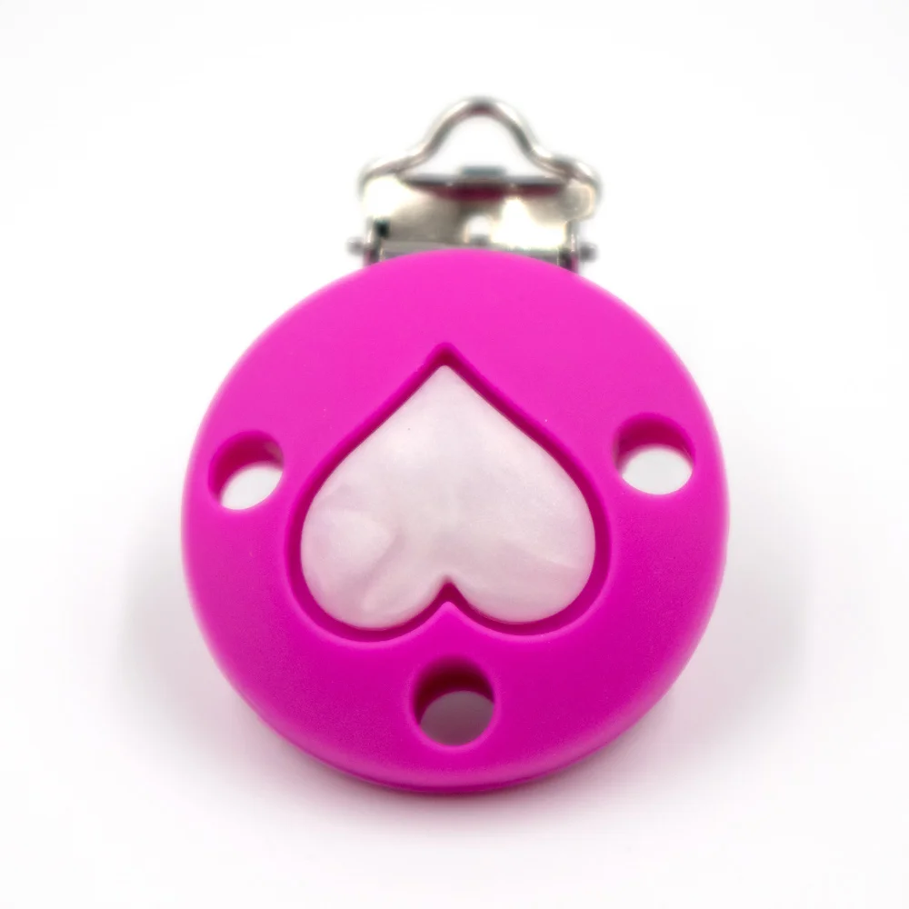 Fushia Heart Shape GYLAXIDO 2 шт. Корона звезды сердце форма Детская пустышка Клип пустышка Прорезыватель держатель соски слюнявчик полотенце анти осень застежка - Цвет: Fushia Heart Shape