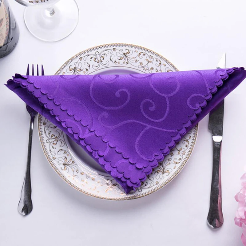 1PC Fabric Napkins Cloth 47.5*46cm Table Napkins For Weddings Decorative Serviettes Party Hotel Decor - Color: purple