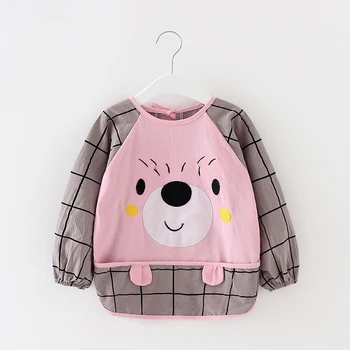 

Children's smock long-sleeved waterproof girl baby meal apron boy cotton baby