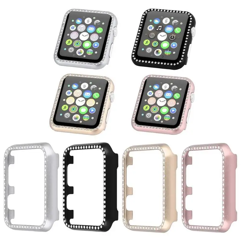 Алмазная Защитная крышка металлическая рамка для часов Apple Watch Series 4 44 мм