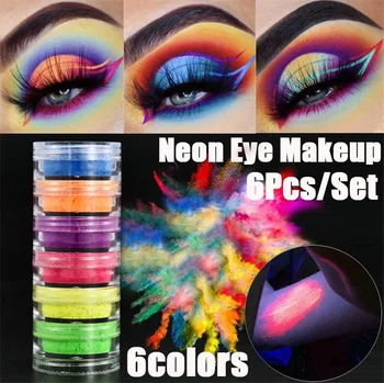 

6Colors/set Mix/set Neon Loose Powder Eyeshadow Pigment Matte Mineral Spangle Nail Powder Make Up Shimmer Shining Eye Shadow