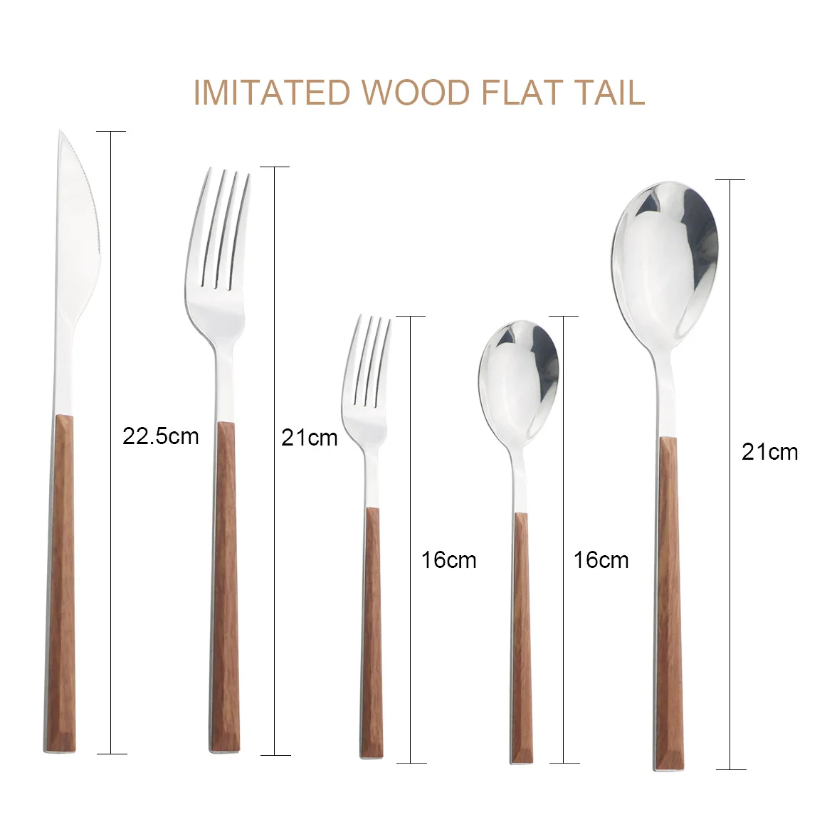 4Pcs/5Pcs Wooden Handle Cutlery Set Stainless Steel Knife Fork Dinnerware Set Coffee Tea Spoon Kitchen Silverware Tableware Set