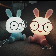 Современная светодиодная настольная лампа с милым Кроликом, настольные лампы для спальни, домашний деко, детская Ночная лампа, Настольный светильник, 3 Вт, светодиодная лампа с сенсорным датчиком