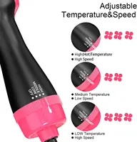 Brosse à air chaud 3-en-1 : Sèche-cheveux, volumateur et générateur d'ions négatifs pour lisser et boucler les cheveux 3
