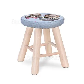 

Solid Wood Stool Fashion Creative Bench Restaurant Restaurant Stool Fabric Round Stool Home Makeup Dressing Stool
