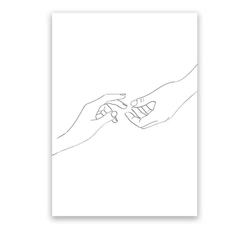 Nordic Cinta Memegang Tangan Baris Sketsa Di Atas Kanvas Cetak Lukisan Romantis Hitam Dan Putih Poster Dinding Seni Gambar Untuk Ruang Tamu Kamar Painting Calligraphy Aliexpress