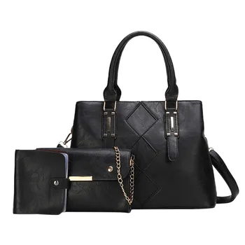 

Fashion Women's Retro Solid Color Three-piece Leather Handbag Elegant Ladies Original Handbag Exquisite Girls Messenger Bag