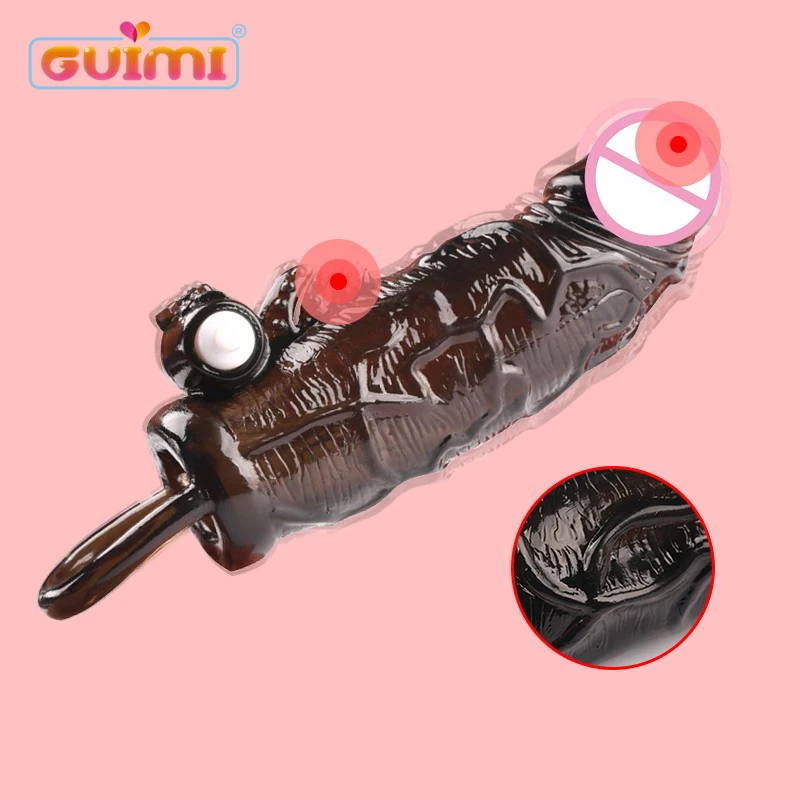 Вибратор для увеличения пениса TPE презервативы мужчин многоразовый удлинитель