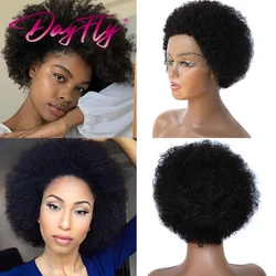 Short Mongolian Afro Kinky Curly Wig Natural Color 13x2 Lace Frontal Human Hair Wigs For Women Remy Lace Wig Short Pixie Cut Wig