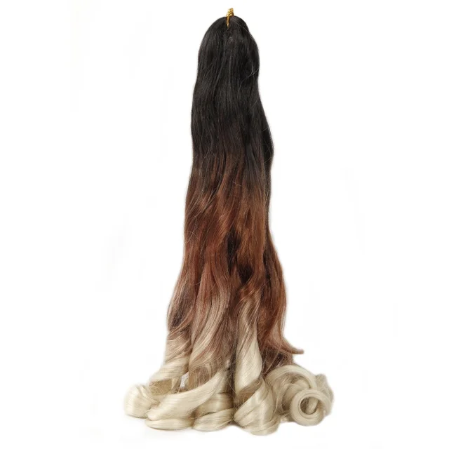 Synthetic 26 Inches Loose Wave Crochet Braids Hair Ombre Spiral Curls Pre Stretched Braiding Hair Extensions For Black Woman NC/4HL