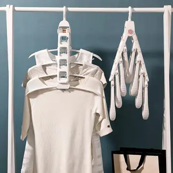 

High Quality Household Multifunctional Storage Artifact Plastic Hanger Drying Rack 360 Degree Rotating Folding Hanger Tools