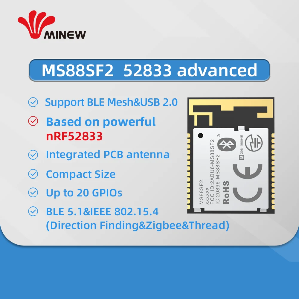 Модуль передатчика 2 4 ГГц nRF52833 BLE 5 1 Utra беспроводной модуль широкого диапазона