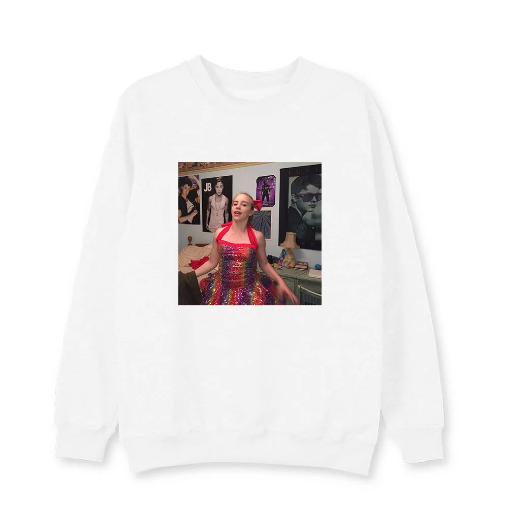 white - style 04 Певица Билли эйлиш Толстовка официальная поддержка с длинными рукавами, с круглым вырезом тонкие мужские женские Весна Осень Мультфильм Графический толстовки - Цвет: white - style 04