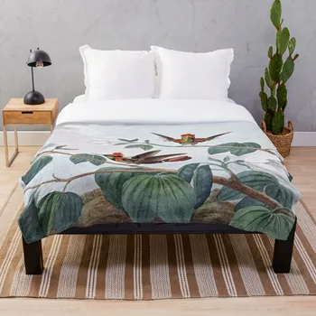 

Ruff Necked Hummingbird Illustration Throw Blanket Soft Sherpa Blanket Bed Sheet Single Knee Blanket Office Nap Blanket