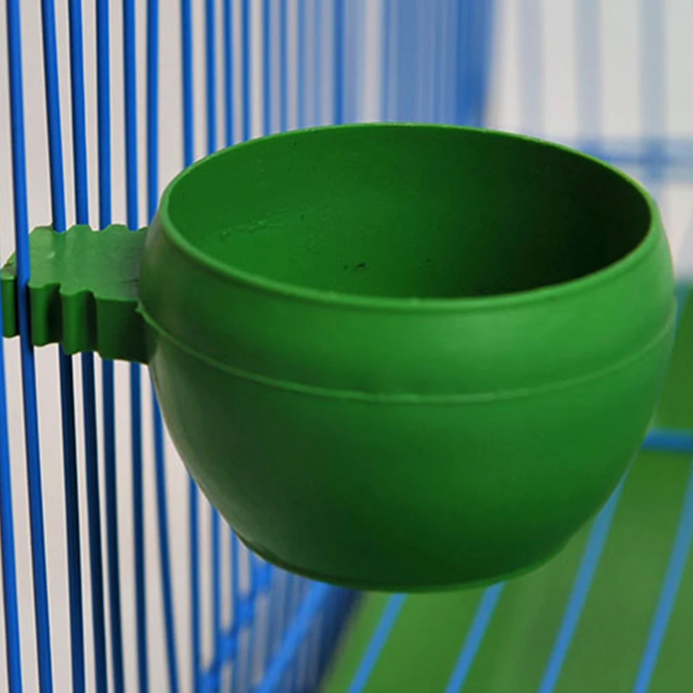 Bird Feeding Bowl Food Water Plastic Round Cup Holder Parrot Cage Feeder Bird Supplies