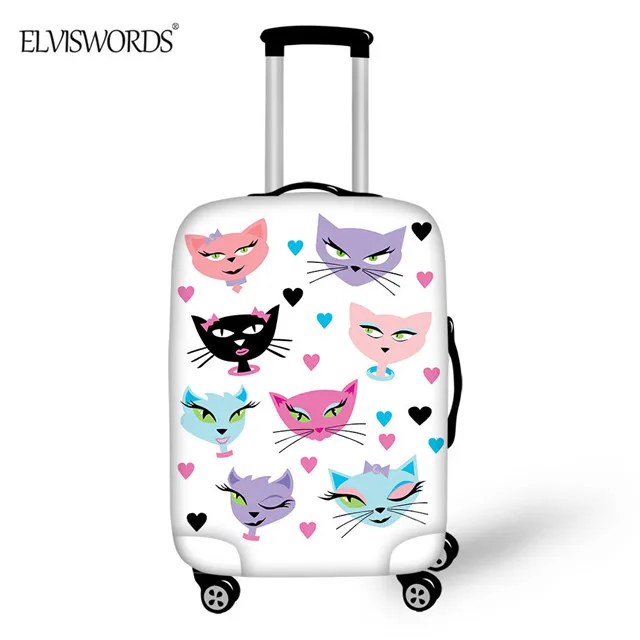 ELVISWORDS Cut котенок чемодан защитный чехол стрейч Толстый водонепроницаемый мультфильм печати дорожные аксессуары для чемодана протектор - Color: CC1887L