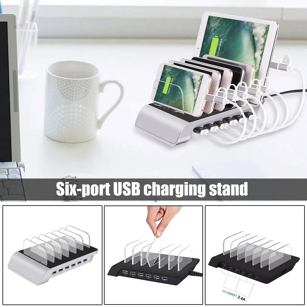 Зарядная станция для нескольких устройств USB Зарядное устройство станции 6-Порты и разъёмы зарядка через usb держатель для телефона FP8