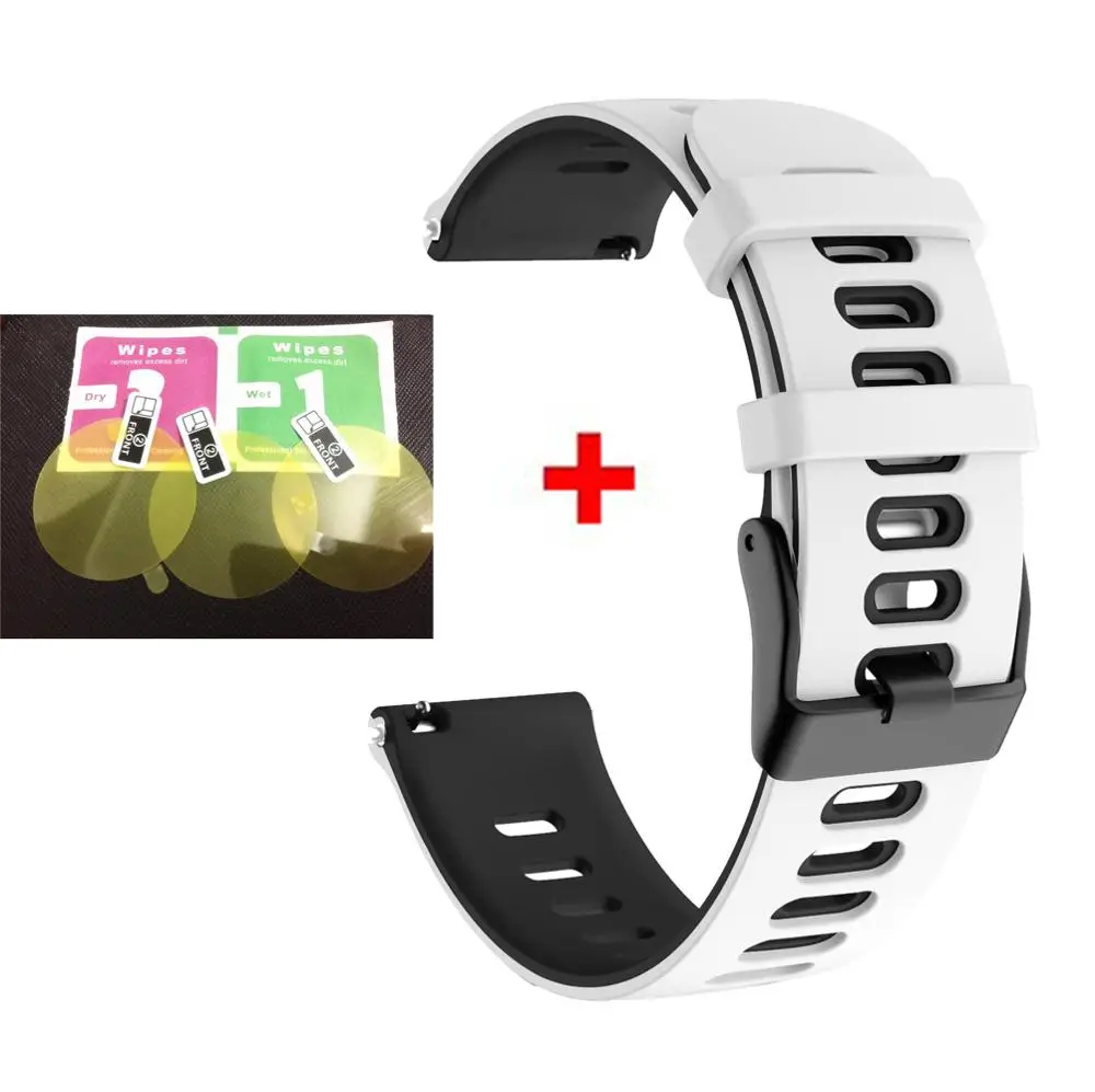 2 в 1 силиконовый ремешок для браслета Amazfit Bip ремешок для часов Vivoactive 3 браслет для Garmin Forerunner 245 наручный+ 3 шт пленка - Цвет: white