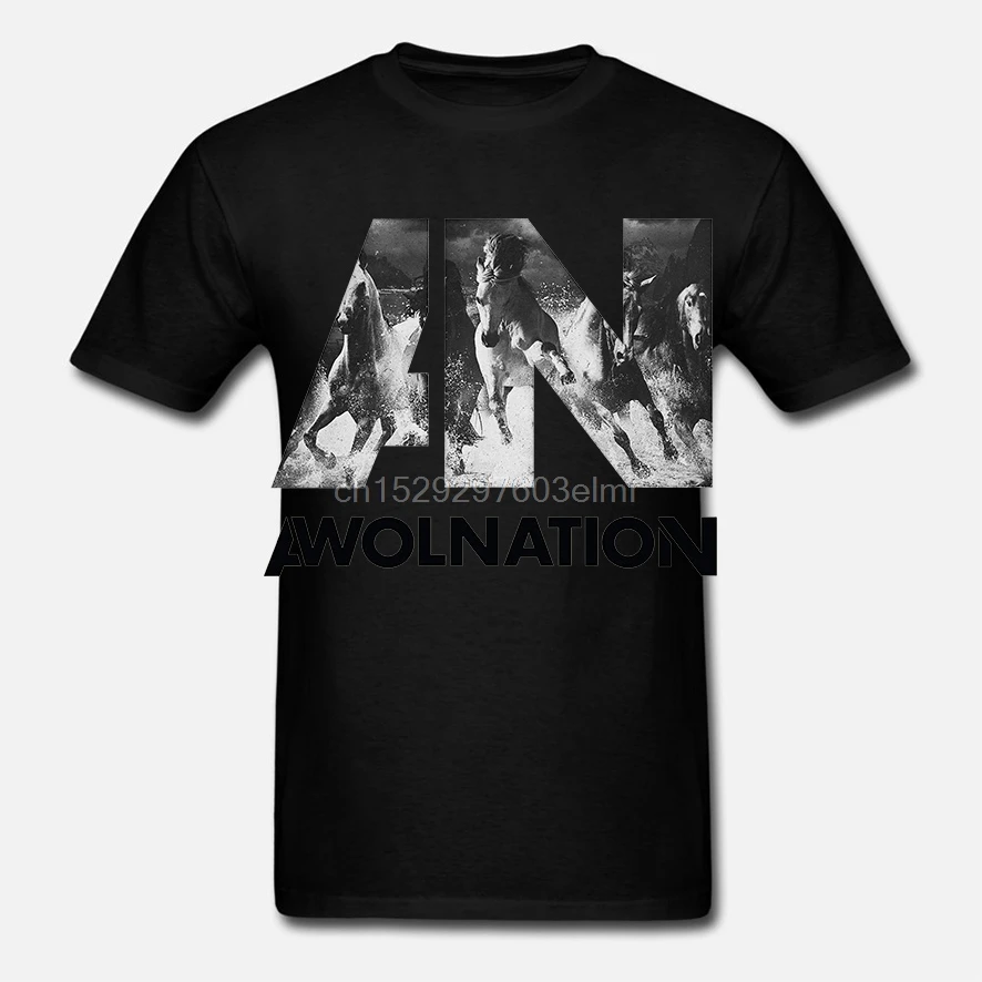 Fashion Men's Summer T-shirt Awolnation Run Logo Cotton T-Shirt Personality | Мужская одежда