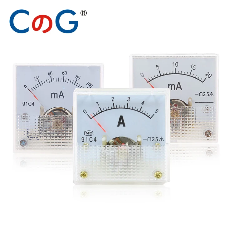 

CG 91C4 Ammeter DC Analog Current Meter Panel Mechanical Pointer Type 1 2 3 5 10 20 30 50 100 200 300 500mA