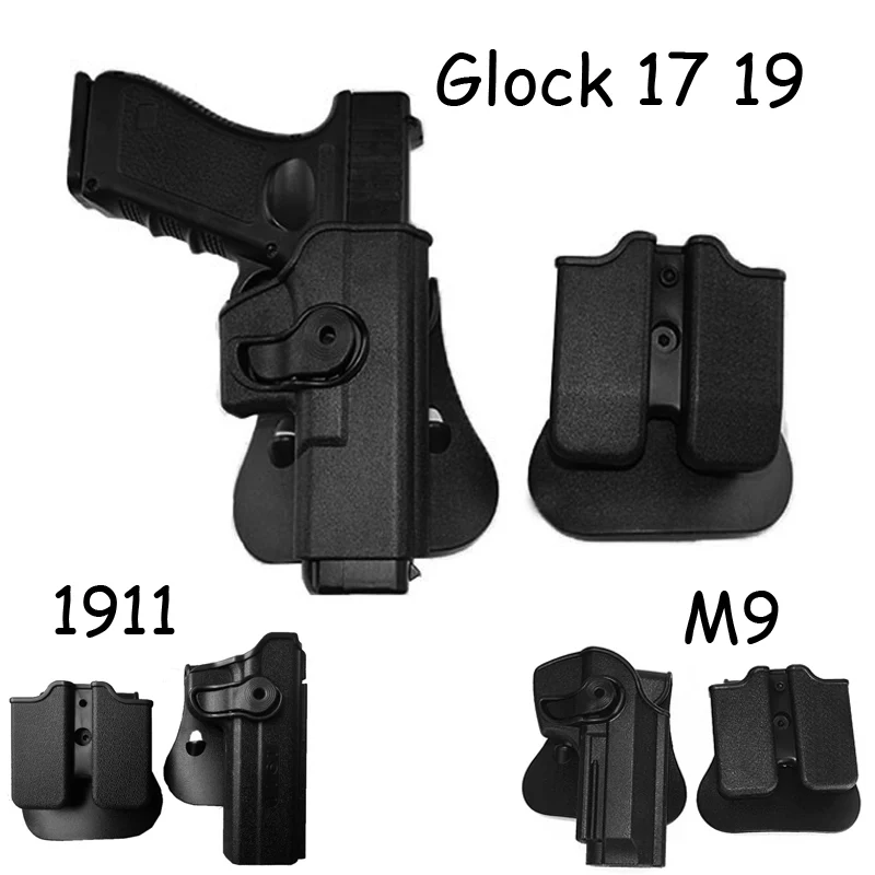 

IMI Tactical Hunting Airsoft Holster For Glock 17 19 Colt 1911 M9 M92 Combat Military Gun Pistol Case Waist With Magazine Pouch