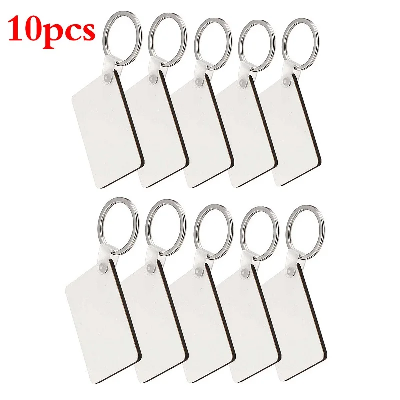 

10Pcs DIY Single-sided wooden Key Chain Blank MDF Board Sublimation Thermal Transfer Personalized Gifts