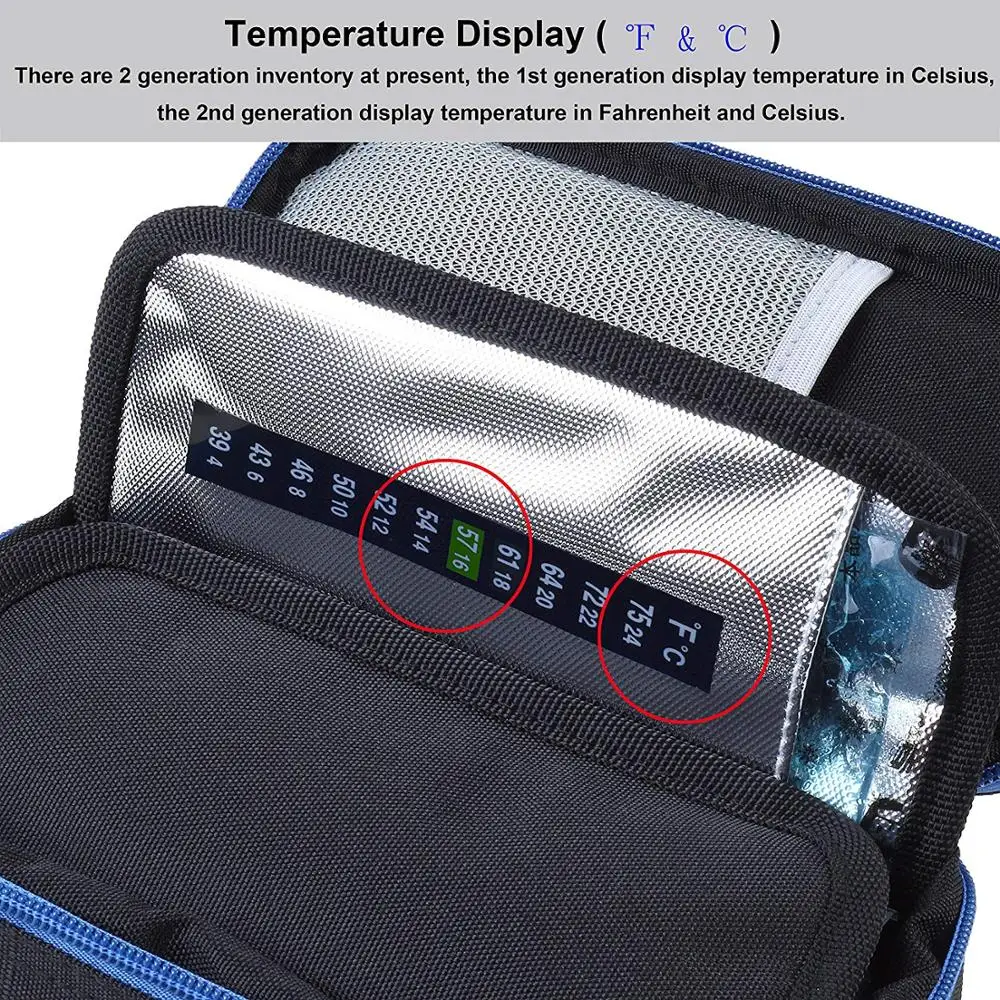 Medical Travel Cooler Bag Oxford Fabric Insulin Cooling Case with 2 Ice Packs for Diabetics Medication Cool