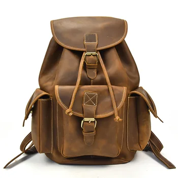 

Retro Men's Leather Backpack Men's Backpack Student Leisure Bag Travel Bag