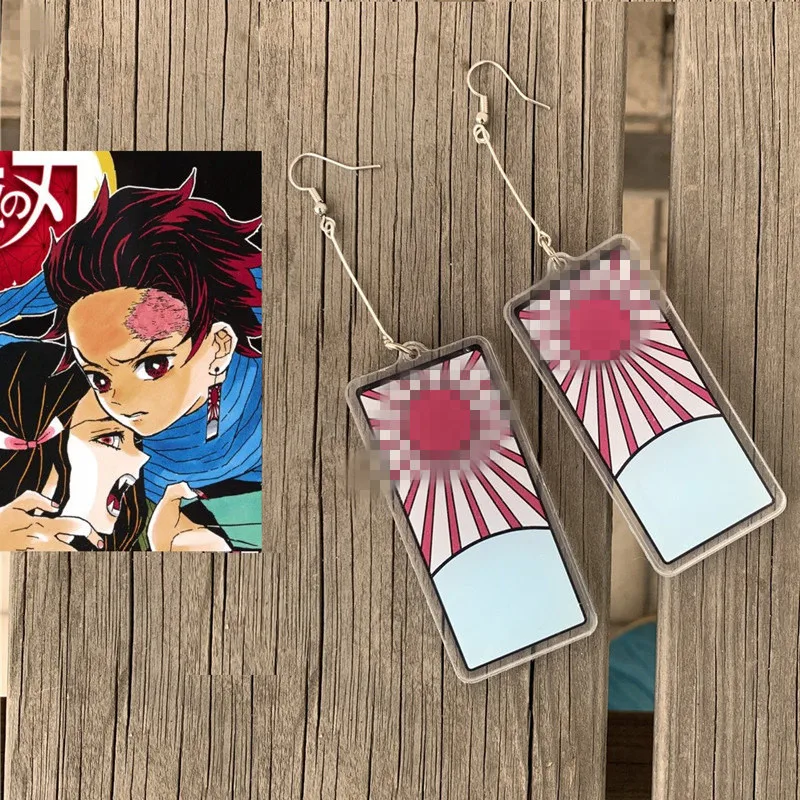 

1 Pair New Anime Demon Slayer: Kimetsu no Yaiba Cosplay Kamado Tanjirou Earrings Cosplay Costumes Accessories Props Collection