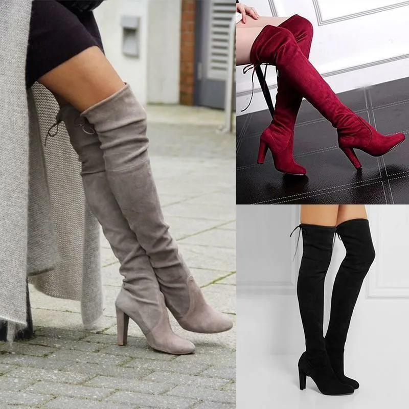 Новая обувь; женские Сапоги выше колена; пикантные женские сапоги до бедра; сезон осень-зима; женская модная теплая зимняя обувь