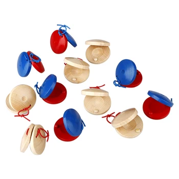 

12 Pcs Finger Castanets Wooden Mini Castanet Wooden Musical Instrument Early Eduactional 5.5CM Wooden Castanets