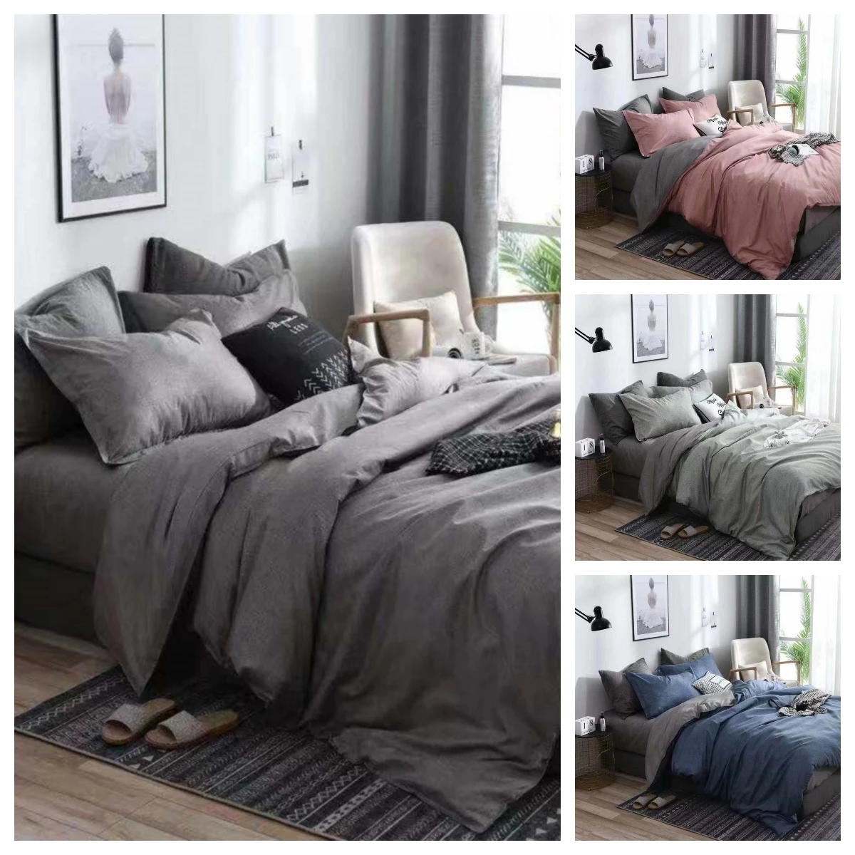 

2020 New Pattern Pure Colour 2/3 Pcs Duvet Cover Set 1 Quilt Cover + 1/2 Pcs Pillow Cases Single Twin Double Full Queen King