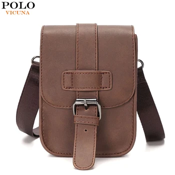 

VICUNA POLO Vintage Men Shoulder Bag Brand Leather Messenger Bag With Front Pocket Bag Set Business Crossbody Bag For Male