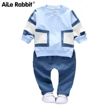 AiLe Rabbit/осенний комплект для мальчиков, футболка с длинными рукавами и штаны комплект из 2 предметов, детский костюм с геометрическим узором модная повседневная одежда, K1