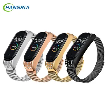 

Hangrui New For Xiaomi Mi Band 4 3 Smart Watch Strap For Mi band 4 Magnetic Diamond Wristband Wrist Strap Band4 Accessories
