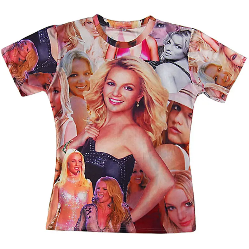 

Summer Casual T Shirt 3d Super Star Graphic Paris Pilton/britney Spears/kim Kardashian/kelena Komez Printed T-shirts For Unisex