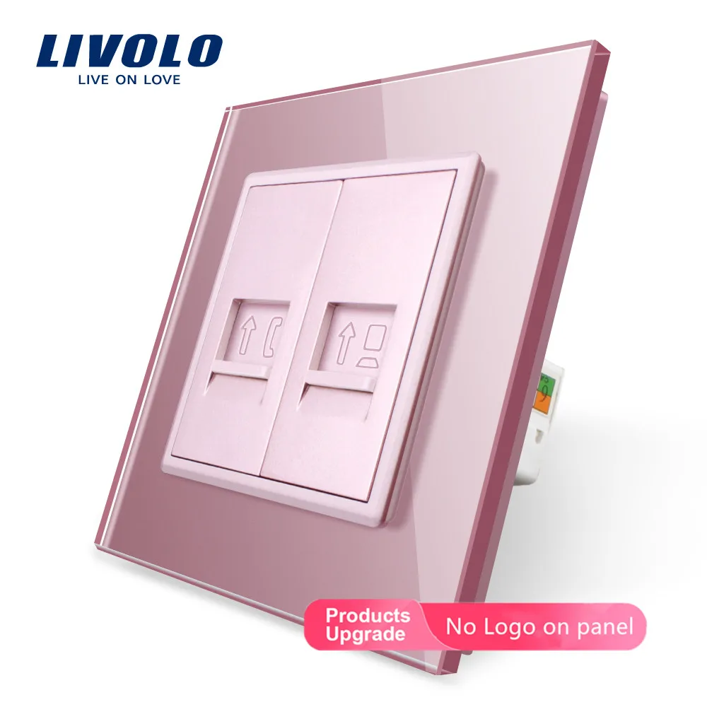Livolo manufacture7 цветов кристальная стеклянная панель, 2 банды стены тел и Com розетка/розетка C791TC-11 без адаптера штепсельной вилки, без логотипа